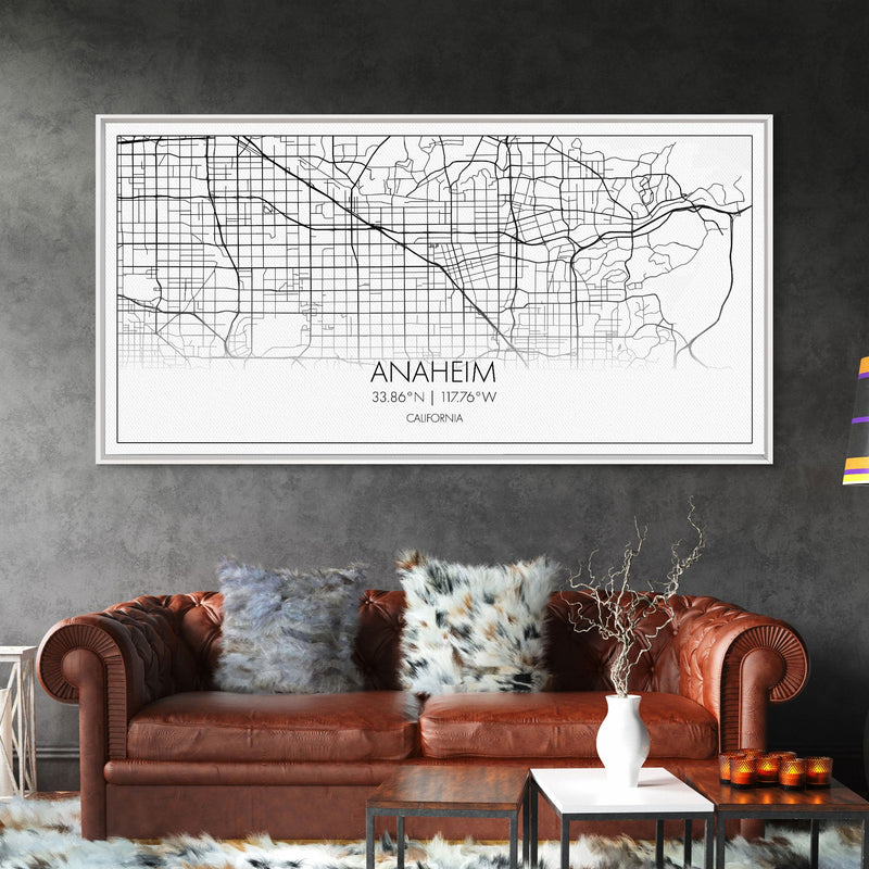 Anaheim Street Map, California Map, Map Print, Modern Art, Wall Art, Canvas Print, Room DÃ©cor Aesthetic, Indie Room DÃ©cor, Wall Prints