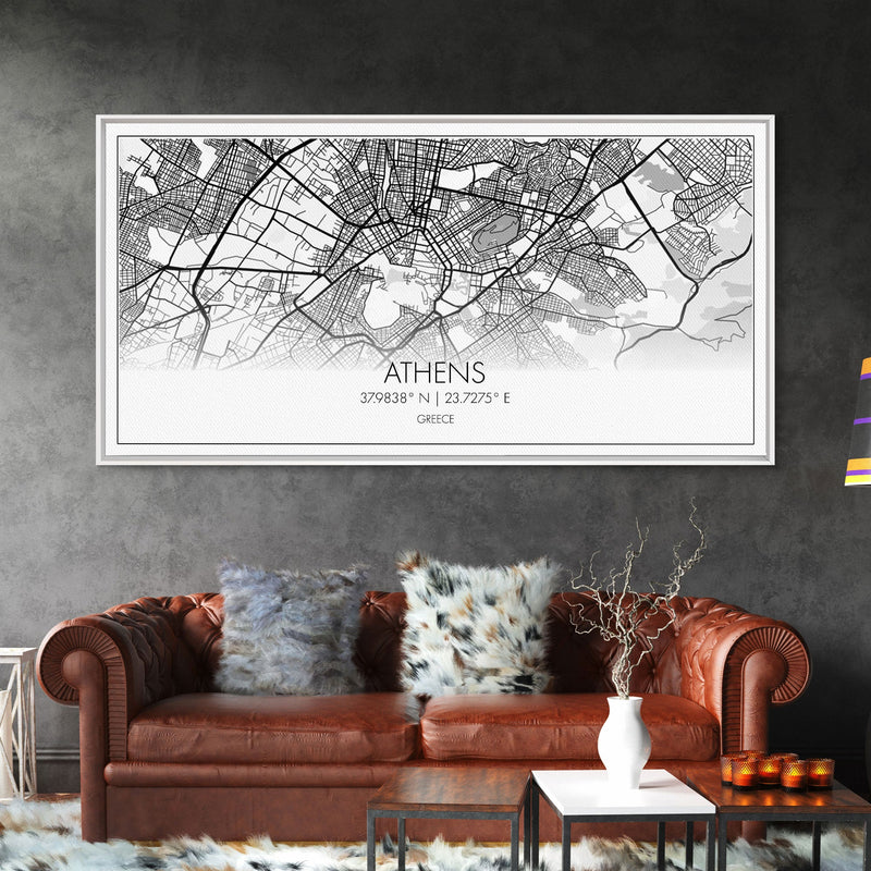 Athens Street Map, Greece Map, Map Print, Modern Art, Wall Art, Canvas Print, Preppy Room DÃ©cor, Coffee Bar DÃ©cor, Graduation Gifts, Office