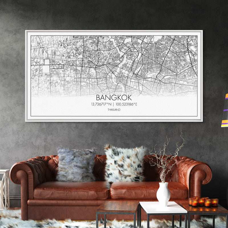 Bangkok Street Map, Thailand Map, Map Print, Modern Art, Wall Art, Canvas Print, Asian Art Print, Gift For Boss, Trendy Wall Art, Home DÃ©cor