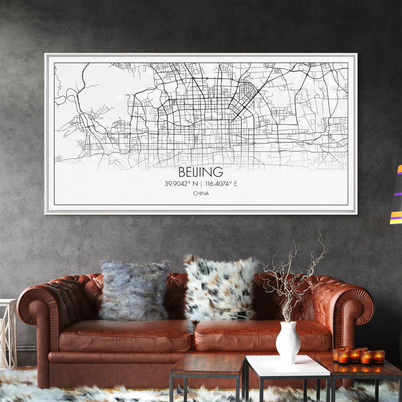 Beijing Street Map, China Map, Map Print, Modern Art, Wall Art, Canvas Print, Asian Art Print, Moving Gift, Travel Wall Art, Apartment DÃ©cor