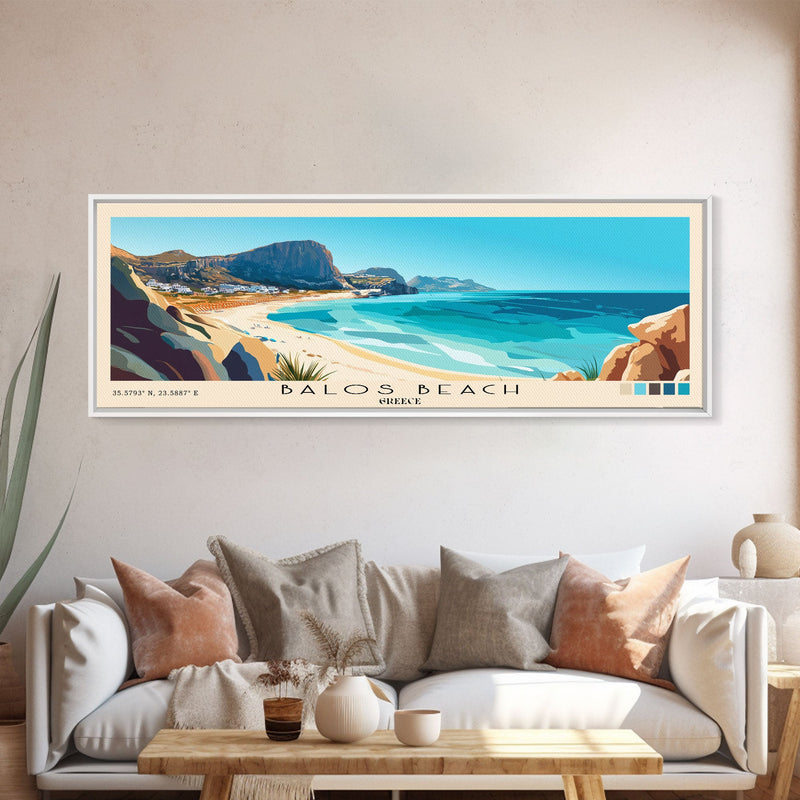 Balos Beach, Greece Panoramic Beach Print, Vacation Gift, Greece Wall Art, Beach Painting, Beach Decor, Beach Painting