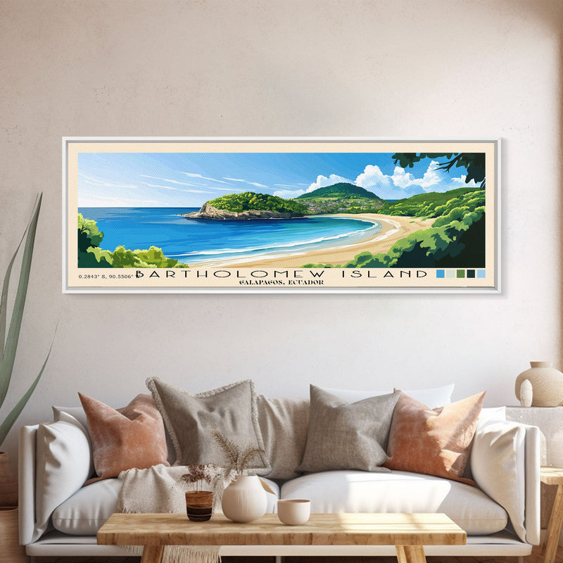 Bartholomew Island, Galapagos, Ecuador Panoramic Beach Print, Vacation Gift, Galapagos, Ecuador Wall Art, Framed Canvas Print, Framed Beach Painting