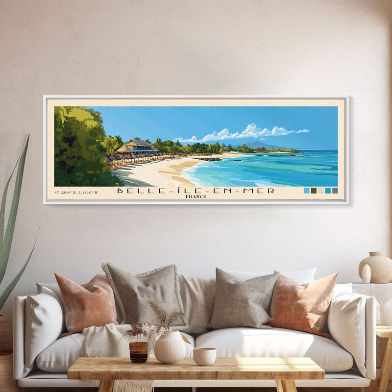 Belle-Ãle-en-Mer, France Panoramic Print, Vacation Gift, France Wall Art, Beach Painting, Beach Decor, Beach Or Lakehouse Art