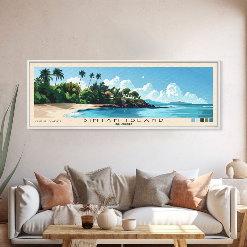 Bintan Island, Indonesia Panoramic Beach Print, Vacation Gift, Indonesia Wall Art, Beach Painting, Beach Decor, Beach Painting