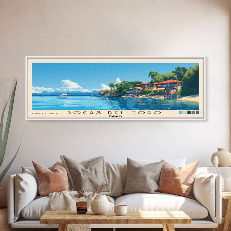 Bocas del Toroâ€¯, PanamÃ¡ Panoramic Beach Print, Vacation Gift, PanamÃ¡ Wall Art, Beach Painting, Beach Decor, Beach Painting