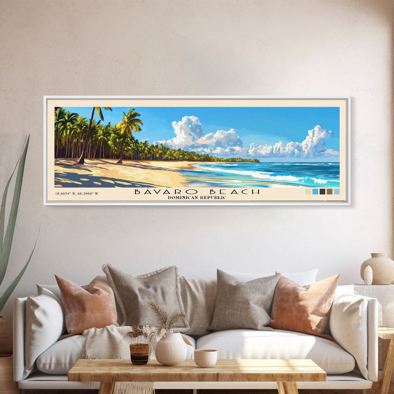 BÃ¡varo Beach, Dominican Republic Panoramic Beach Print, Vacation Gift, Dominican Republic Wall Art, Beach Painting, Beach Decor, Beach Painting