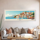 Siros, Greece Panoramic Print, Vacation Gift, Greece Wall Art, Beach Painting, Beach Decor, Beach Or Lakehouse Art