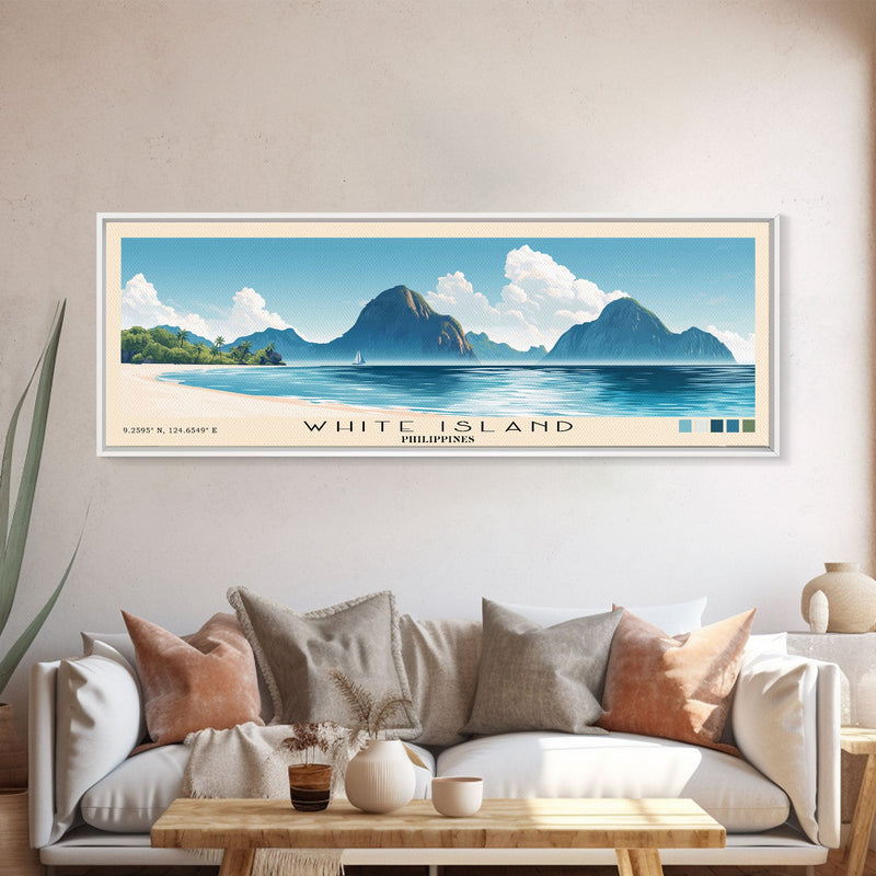 White Island, Philippines Panoramic Print, Vacation Gift, Philippines Wall Art, Beach Painting, Beach Decor, Beach Or Lakehouse Art