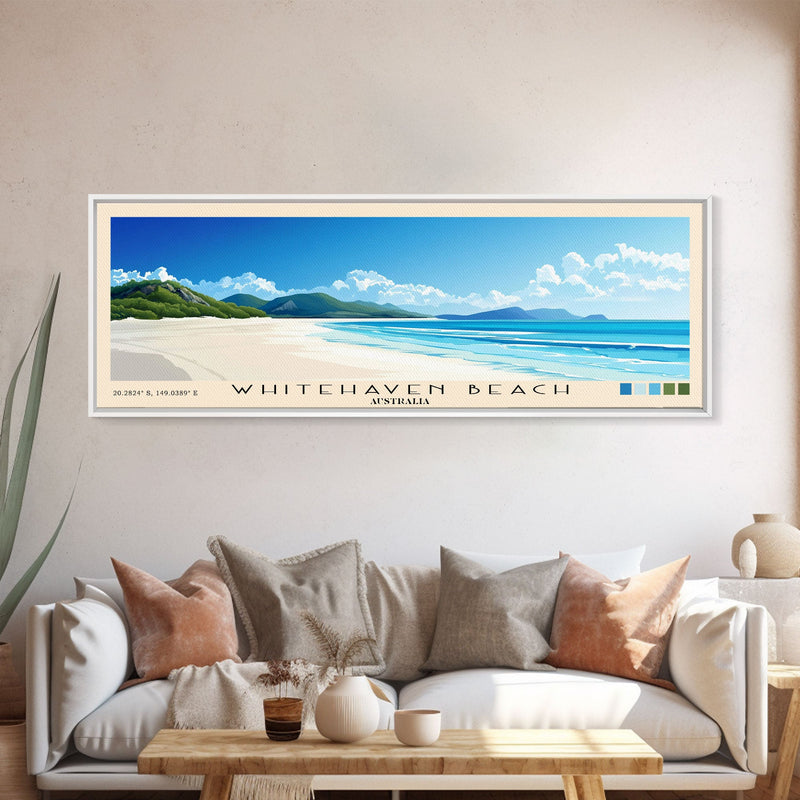 Whitehaven Beach, Australia Panoramic Beach Print, Vacation Gift, Australia Wall Art, Beach Painting, Beach Decor, Beach Painting