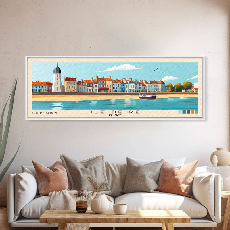 Ãle de RÃ©, France Panoramic Print, Vacation Gift, France Wall Art, Beach Painting, Beach Decor, Beach Or Lakehouse Art