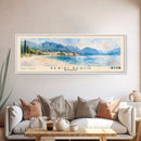 Bečići Beach, Montenegro Watercolor Print, Vacation Gift, Montenegro Wall Art, Beach Painting, Beach Decor, Large Wall Art, Wood Frame Art