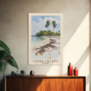Coiba Island, Panamá Watercolor Beach Print, Vacation Gift, Panamá Wall Art, Framed Canvas Print, Framed Beach Painting