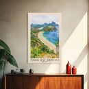 Praia do Sancho, Brazil Watercolor Beach Print, Vacation Gift, Brazil Wall Art, Framed Canvas Print, Framed Beach Painting