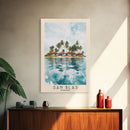 San Blas, Panamá Watercolor Beach Print, Vacation Gift, Panamá Wall Art, Framed Canvas Print, Framed Beach Painting
