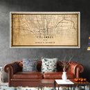 Columbus vintage map print poster or framed canvas, Ohio map print poster canvas, Columbus city map print poster canvas