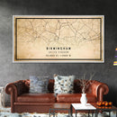 Birmingham UK map print poster or framed canvas, England map print poster canvas, UK city map print poster canvas, Vintage Travel Art
