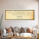 Vintage Style Panoramic Moscow City Map Wall Art Canvas Print, Distressed Russia Map, Framed Wall Art, Cool Travel Wall Art, Office Art