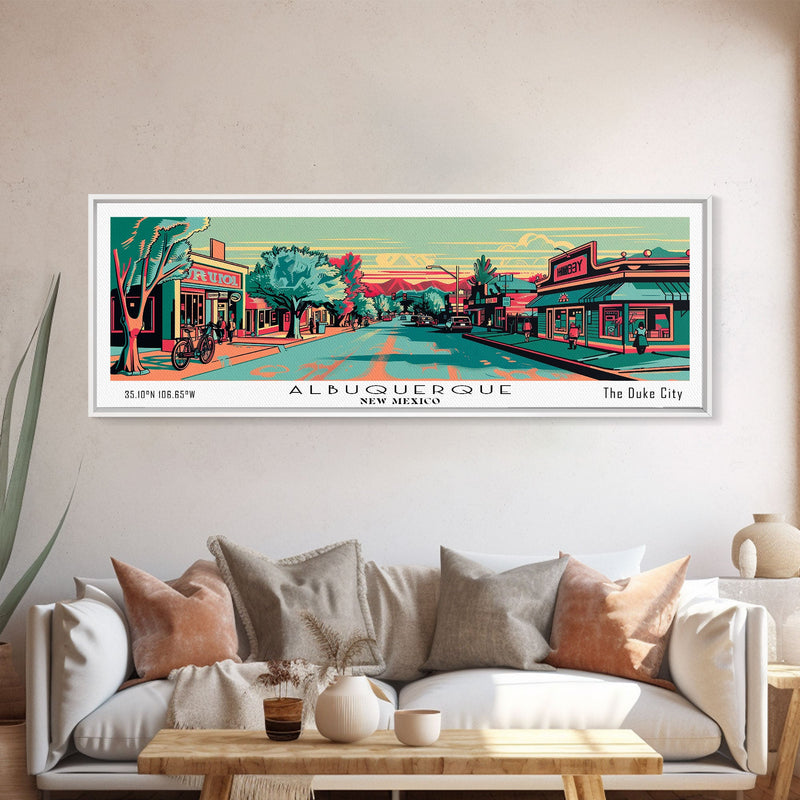 Albuquerque New Mexico Panoramic Travel Poster Canvas Print