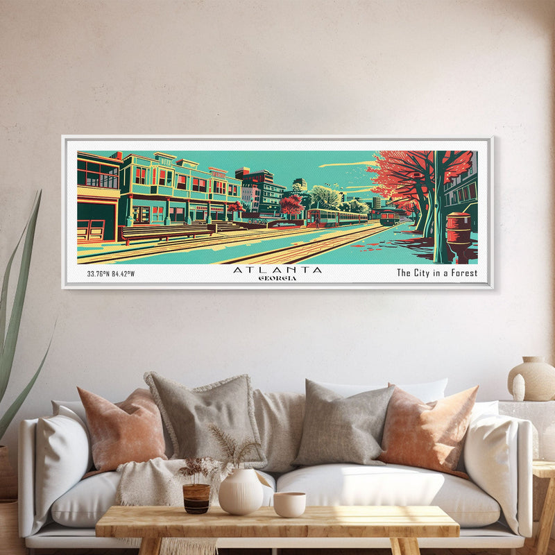 Atlanta Georgia Panoramic Travel Poster Canvas Print