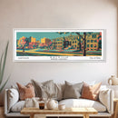 Raleigh North Carolina Panoramic Wall Art Framed Canvas Print, Travel Poster, Mid Century Modern Art, Pop Art Style, Wall Decor, Home Decor