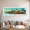 Port St. Lucie Florida Panoramic Framed Canvas Print, Retro Style Wall Art, Mid Century Modern Home Decor, Pop Art Travel Poster