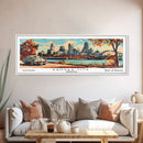 Kansas City Missouri Panoramic Wall Art, Mid Century Modern Framed Canvas Print, Retro Pop Art Travel Poster, Home Decor, Office Art, Gift Idea, Wall Hanging