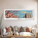 Dearborn Michigan Panoramic Painting, Mid Century Modern Framed Canvas Print, Retro Pop Art Travel Poster, City Wall Decor, Office Wall Art