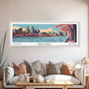 Raleigh North Carolina Panoramic Wall Art, Mid Century Modern Framed Canvas Print, Retro Pop Art Travel Poster, Office Decor, Gift Idea