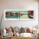 Toledo Ohio Panoramic Wall Art, Mid Century Modern Framed Canvas Print, Retro Pop Art Cityscape, Travel Poster, Living Room Decor