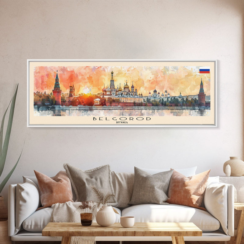 Belgorod Russia Travel Art, City Art, Framed Canvas Print or Metal Wall Art, Europe Travel Poster, Panoramic Wall Art, Extra Wide Wall Art