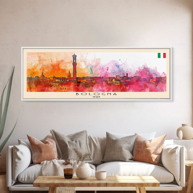 Bologna Italy Wall Art, Panoramic Travel Poster, Panoramic Framed Canvas Print, City Wall Art, Wall Hanging Home Decor, Travel Art