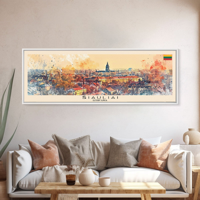 ÂŠIauliai Lithuania Travel Print Wall Art, Panoramic City Art, Travel Art, Wall Decor, Vacation Gift, Framed Canvas Print Or Metal Art