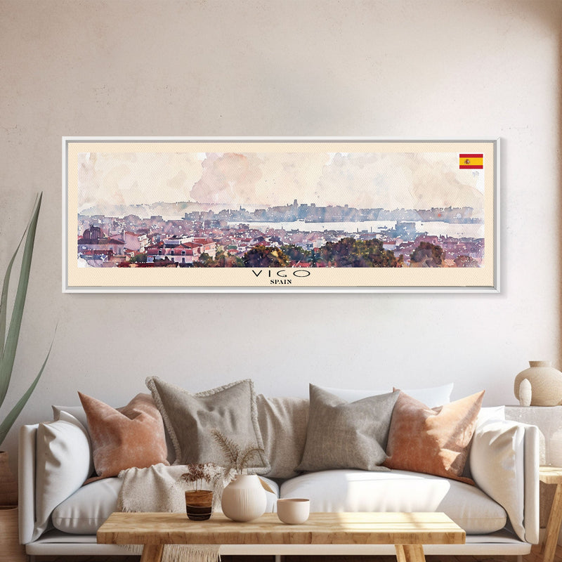 Vigo Spain Wall Art, Panoramic Travel Poster, Panoramic Framed Canvas Print, City Wall Art, Wall Hanging Home Decor, Travel Art