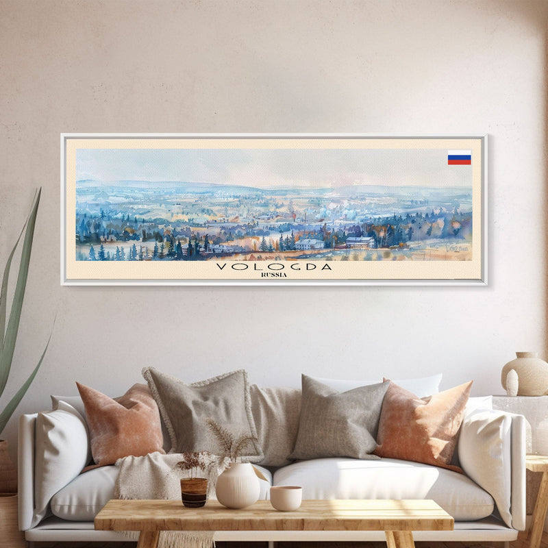 Vologda Russia Wall Art, Panoramic Travel Poster, Panoramic Framed Canvas Print, City Wall Art, Wall Hanging Home Decor, Travel Art