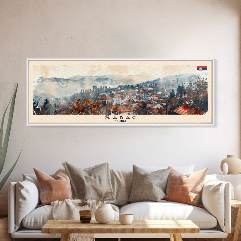 Å abac Serbia Wall Art, Panoramic Travel Poster, Panoramic Framed Canvas Print, City Wall Art, Wall Hanging Home Decor, Travel Art