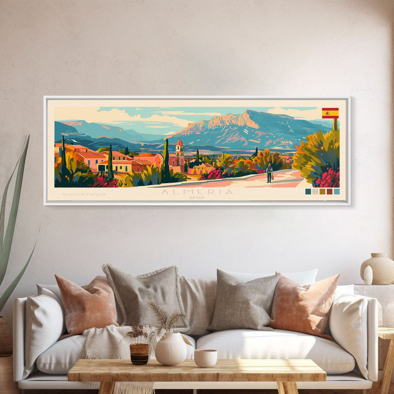 Almeria Spain Wall Art, Panoramic Travel Poster, Panoramic Framed Canvas Print, City Wall Art, Wall Hanging Home Decor, Travel Art