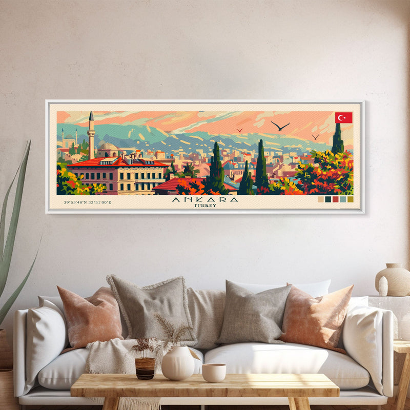 Ankara Turkey Travel Print Wall Art, Panoramic City Art, Travel Art, Wall Decor, Vacation Gift, Framed Canvas Print Or Metal Art