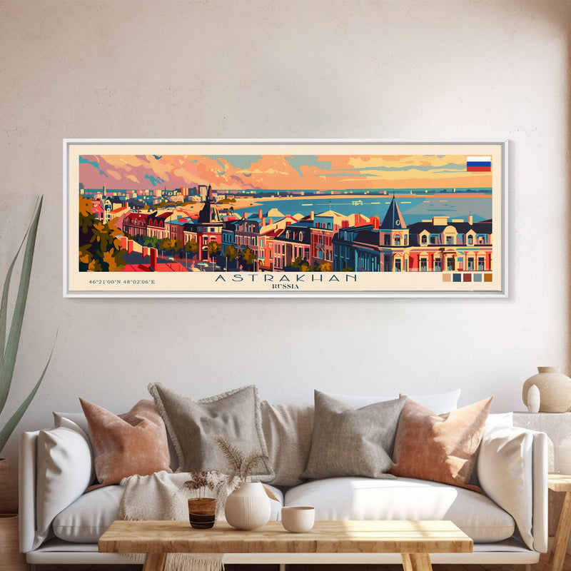 Astrakhan Russia Travel Print Wall Art, Panoramic City Art, Travel Art, Wall Decor, Vacation Gift, Framed Canvas Print Or Metal Art