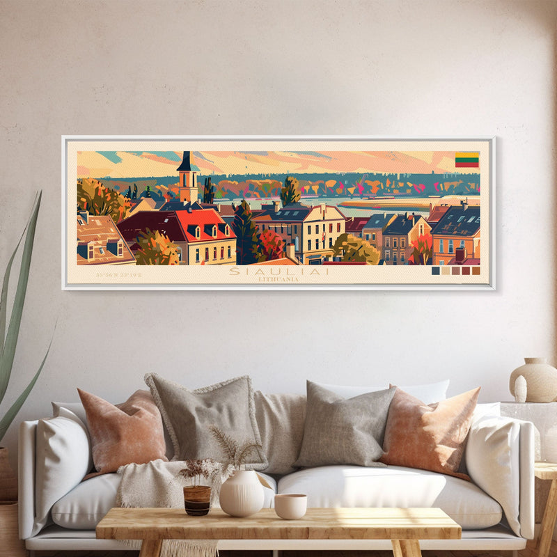 Å Iauliai Lithuania Travel Print Wall Art, Panoramic City Art, Travel Art, Wall Decor, Vacation Gift, Framed Canvas Print Or Metal Art