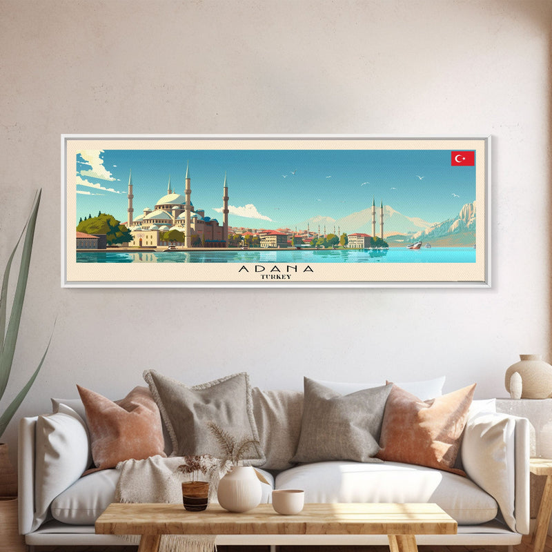 Adana Turkey  Travel Art, City Art, Framed Canvas Print or Metal Wall Art, Europe Travel Poster, Panoramic Wall Art, Extra Wide Wall Art