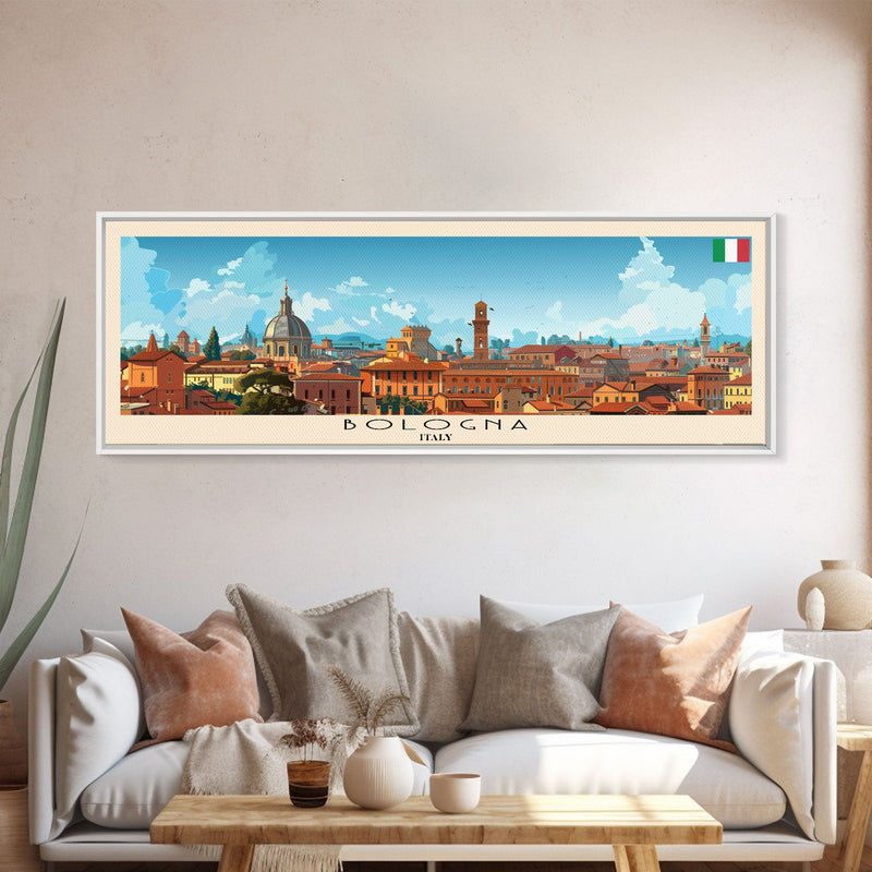 Bologna Italy Wall Art, Panoramic Travel Poster, Panoramic Framed Canvas Print, City Wall Art, Wall Hanging Home Decor, Travel Art