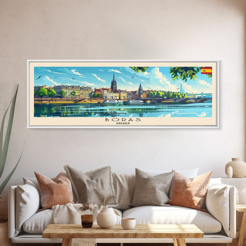 BorÃ¥s Sweden Travel Art, City Art, Framed Canvas Print or Metal Wall Art, Europe Travel Poster, Panoramic Wall Art, Extra Wide Wall Art