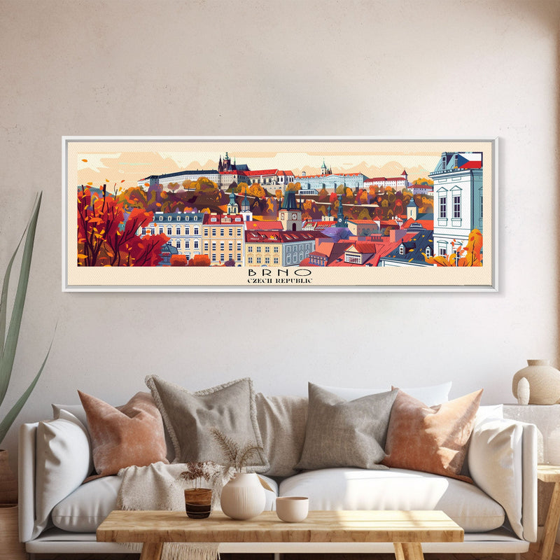 Brno CzechRepublic art Travel Print Wall Art, Panoramic City Art, Travel Art, Wall Decor, Vacation Gift, Framed Canvas Print Or Metal Art