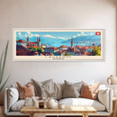 Lausanne Switzerland Travel Art, City Art, Framed Canvas Print or Metal Wall Art, Europe Travel Poster, Panoramic Wall Art, Extra Wide Wall Art