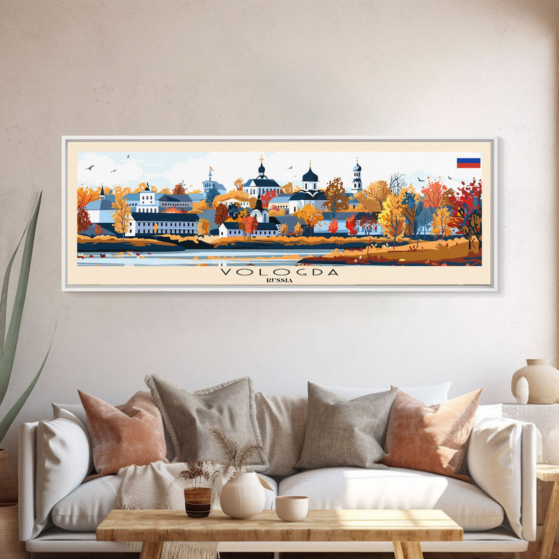 Vologda Russia Wall Art, Panoramic Travel Poster, Panoramic Framed Canvas Print, City Wall Art, Wall Hanging Home Decor, Travel Art