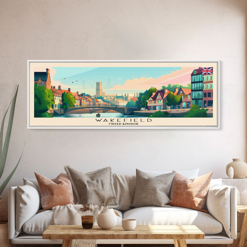 Wakefield United Kingdom Travel Print Wall Art, Panoramic City Art, Travel Art, Wall Decor, Vacation Gift, Framed Canvas Print Or Metal Art