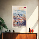Banska Bystrica Slovakia Travel Poster Framed Canvas Print, Wall Art, Home Decor, Vacation Print, Watercolor Painting, Cityscape Art