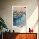 Brescia Italy Travel Poster Framed Canvas Print, Cityscape Art, Wall Decor, Travel Print, Watercolor Painting, Boho Style Art