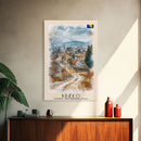 Brčko Bosnia Travel Poster Framed Canvas Print, Cityscape Art, Wall Decor, Travel Print, Watercolor Painting, Urban Scene Art