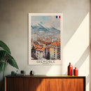 Grenoble France Mountain View Art, Framed Canvas Print, Wall Art for Bedroom, Travel Poster Art, Home Decoration, French Wall Art